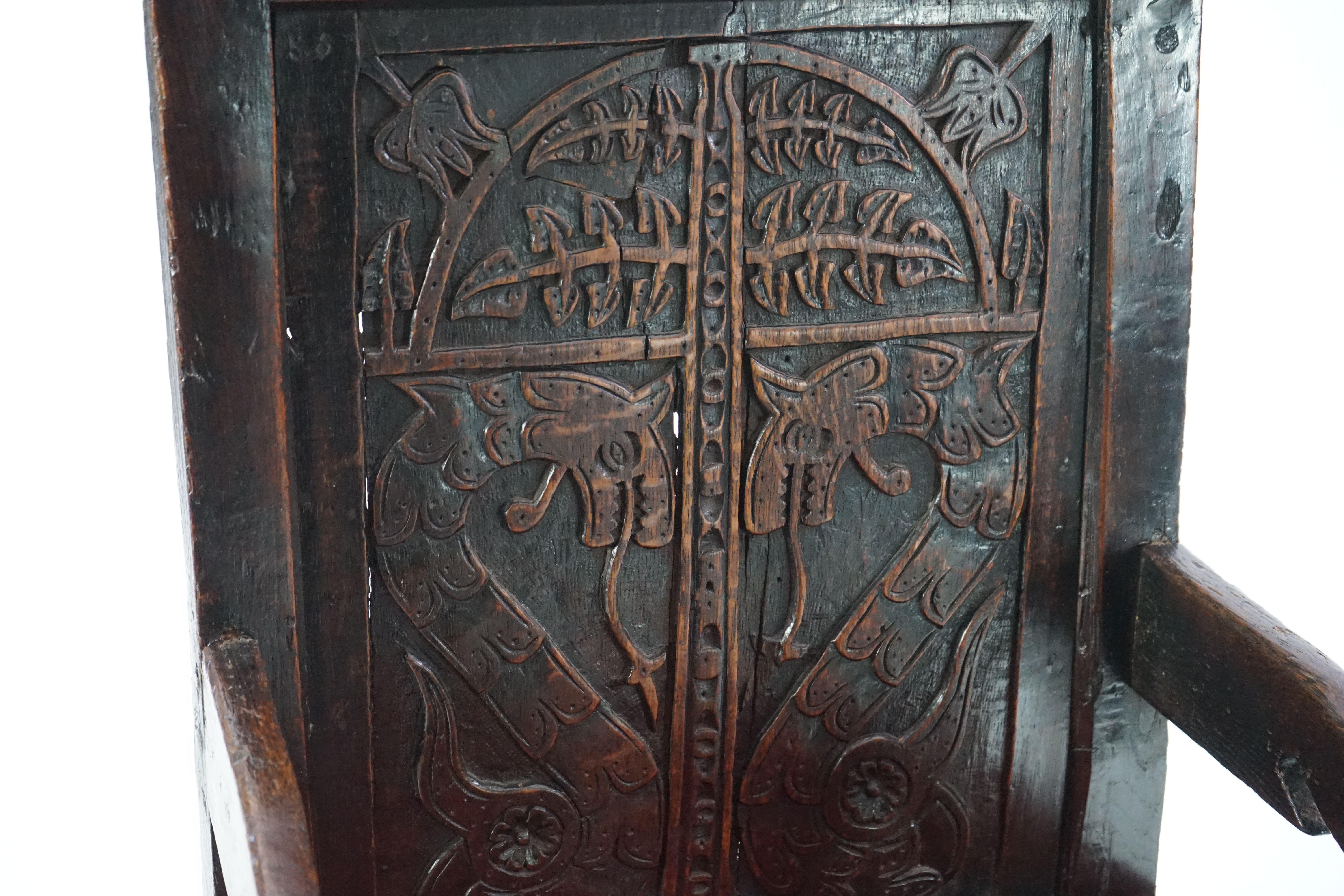 A 17th century and later Yorkshire oak Wainscot elbow chair